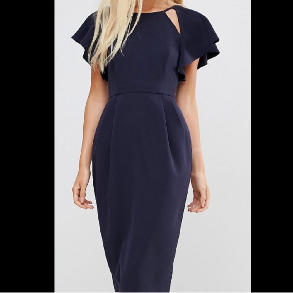 ASOS Wiggle Dress with frill sleeve and cut out