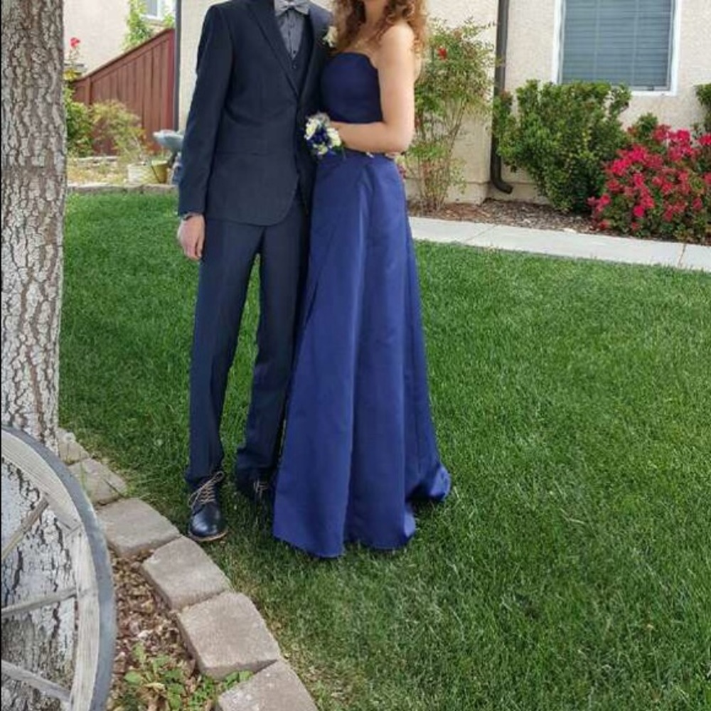 Navy Blue Ball Gown Prom Dress