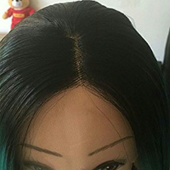 Black Green Ombre Lace Front Wig