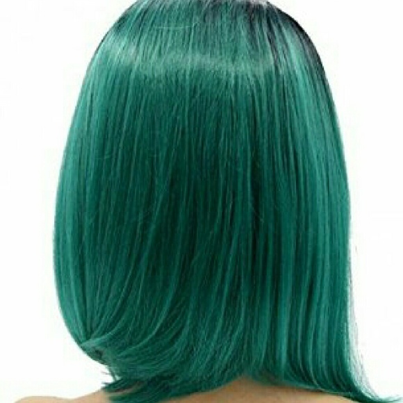 Black Green Ombre Lace Front Wig