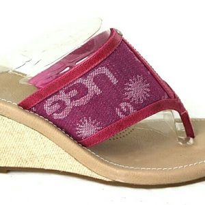 New UGGS Solena Wedge Denim Sandals  Pink Sz Us 8