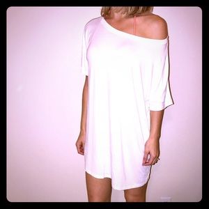 Oversized, Off the Shoulder White Cover Up Dress