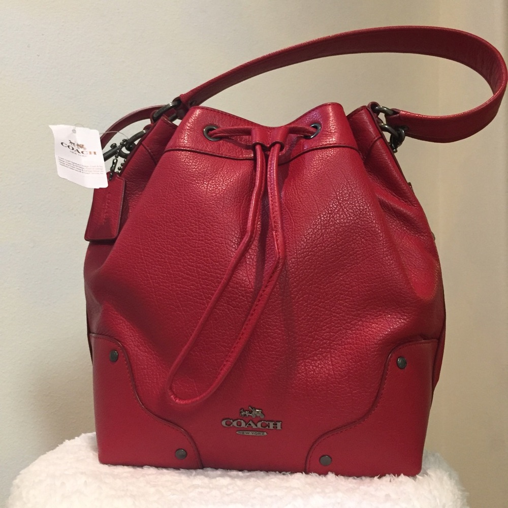 NWT: Coach Red Drawstring Mickie