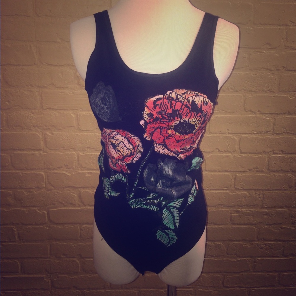 Black Floral Bodysuit