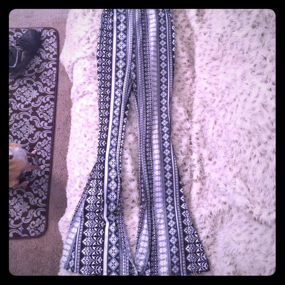 Long retro flare pattern pants