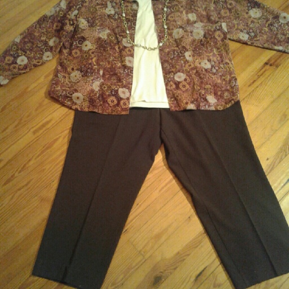 NWOT PLUS SIZE Kim Roger's Brown Slacks - Picture 2 of 3