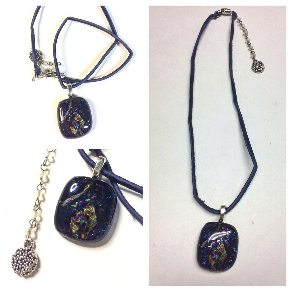 Galaxy Dichroic Glass + Suede Necklace