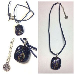 Galaxy Dichroic Glass + Suede Necklace