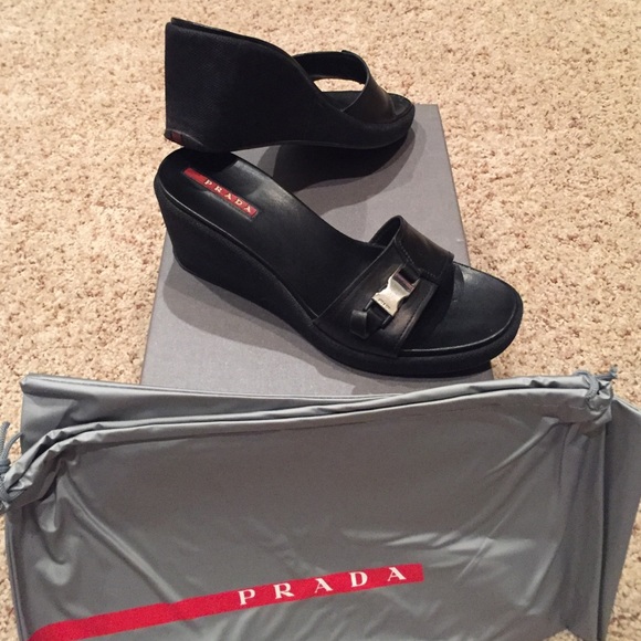 Prada Antic Summer Wedge Slides 36B - Picture 2 of 4