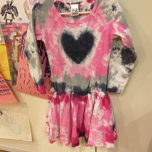 Girls zinnia tie dye pink and grey dress sz 6x