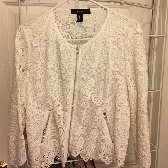 Forever 21 Jackets & Blazers - White forever 21 lace blazer
