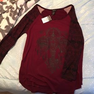Maroon Elephant Baseball Tee