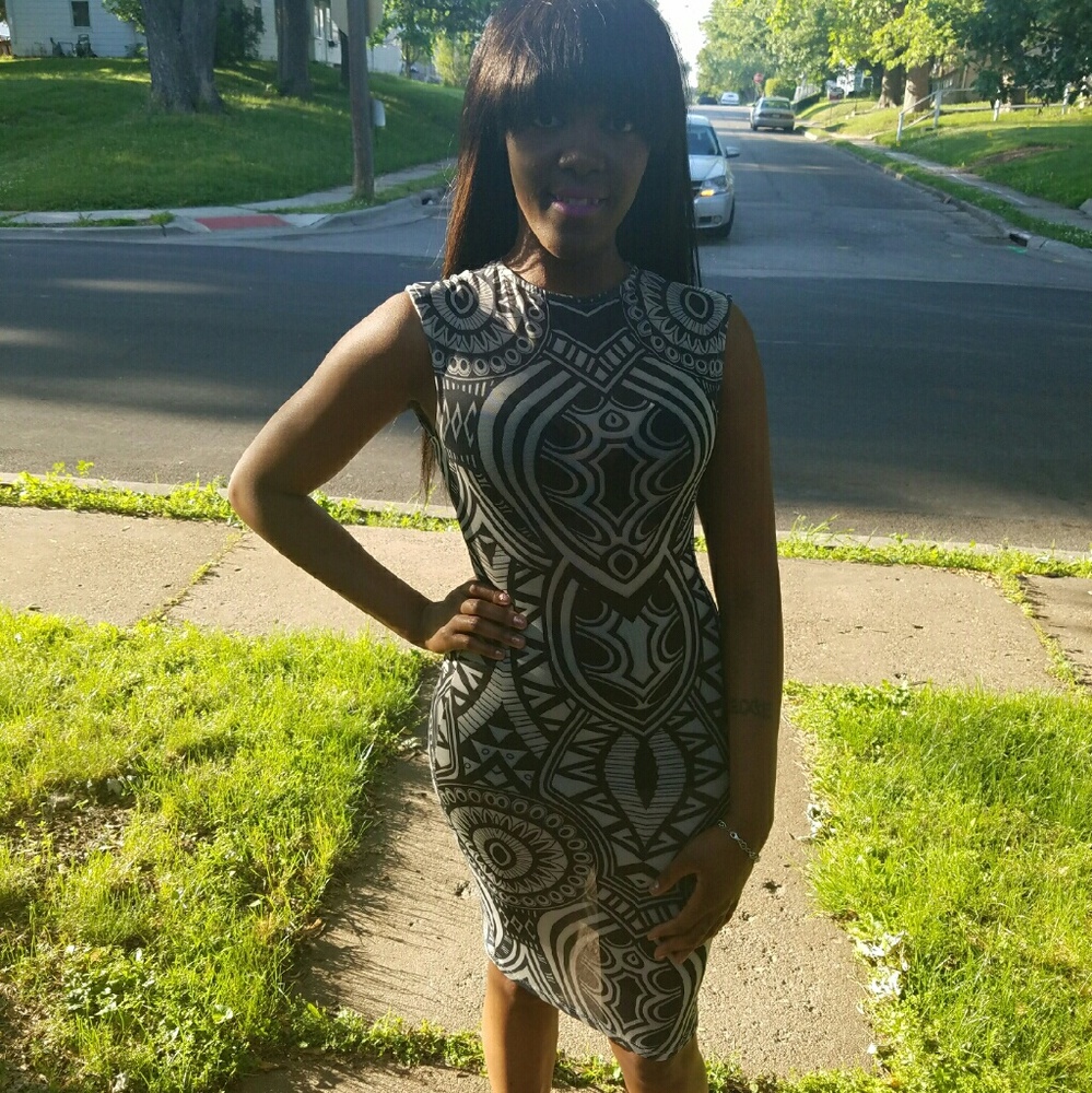 Black and ivory tribal dress
