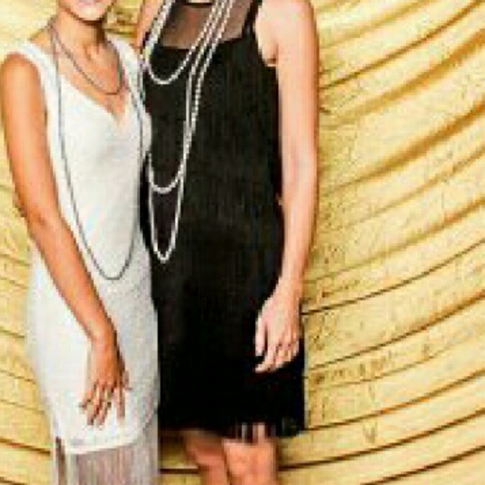 Black fringe dress White House Black Market