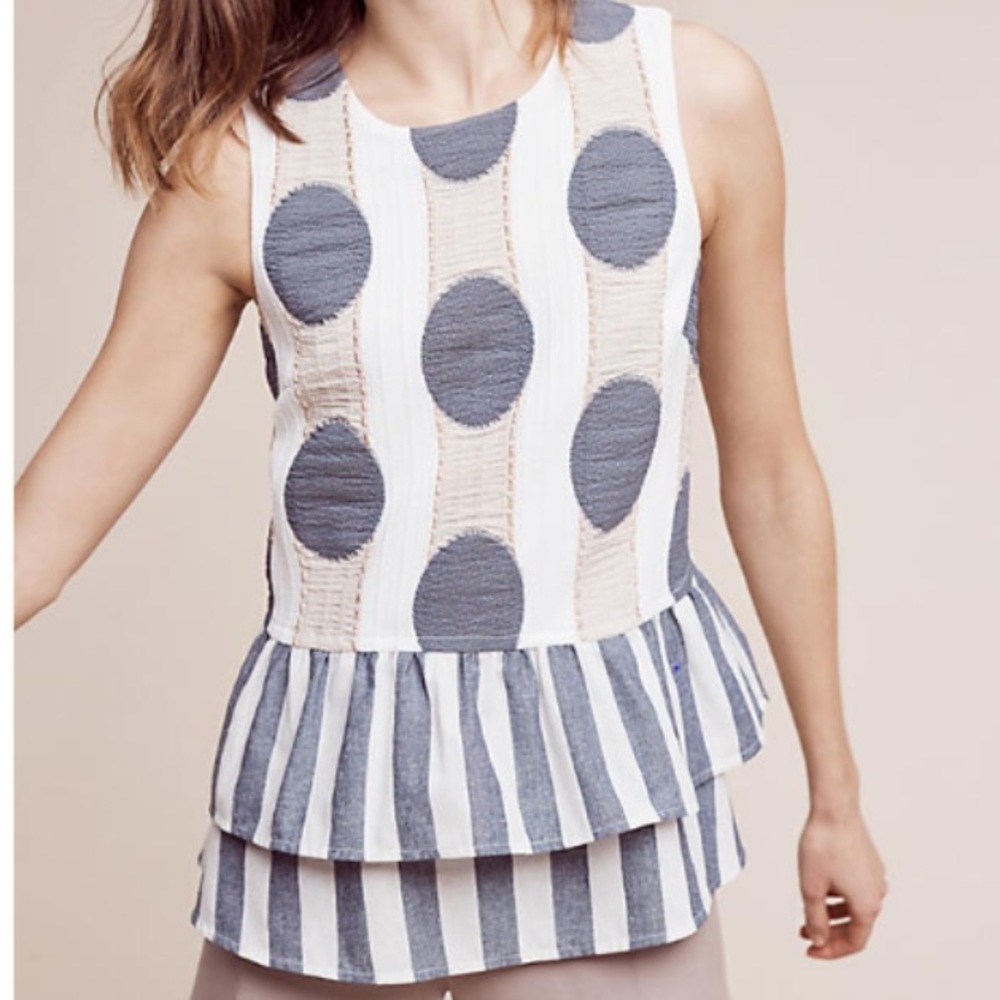 Pokadot tiered ruffled sleeveless top