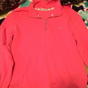 Long sleeve 3 quarter zip up from pink