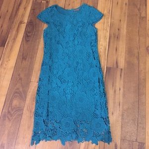 Teal All-over Lace Dress