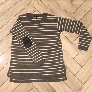 J.Crew Striped Leather Panel Swing Sweater