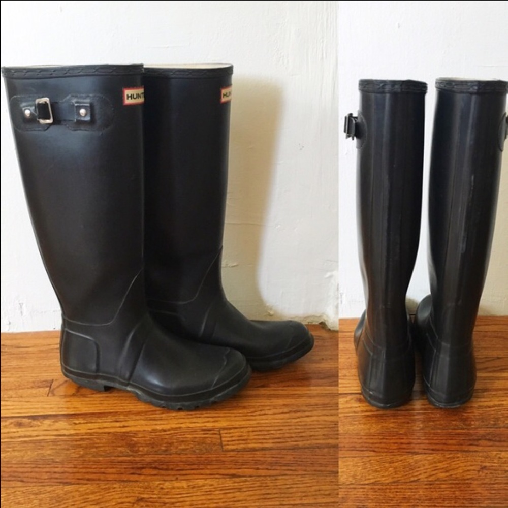 hunter boots size 8 black
