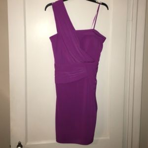 Purple one shoulder cocktail dress Max and Cleo