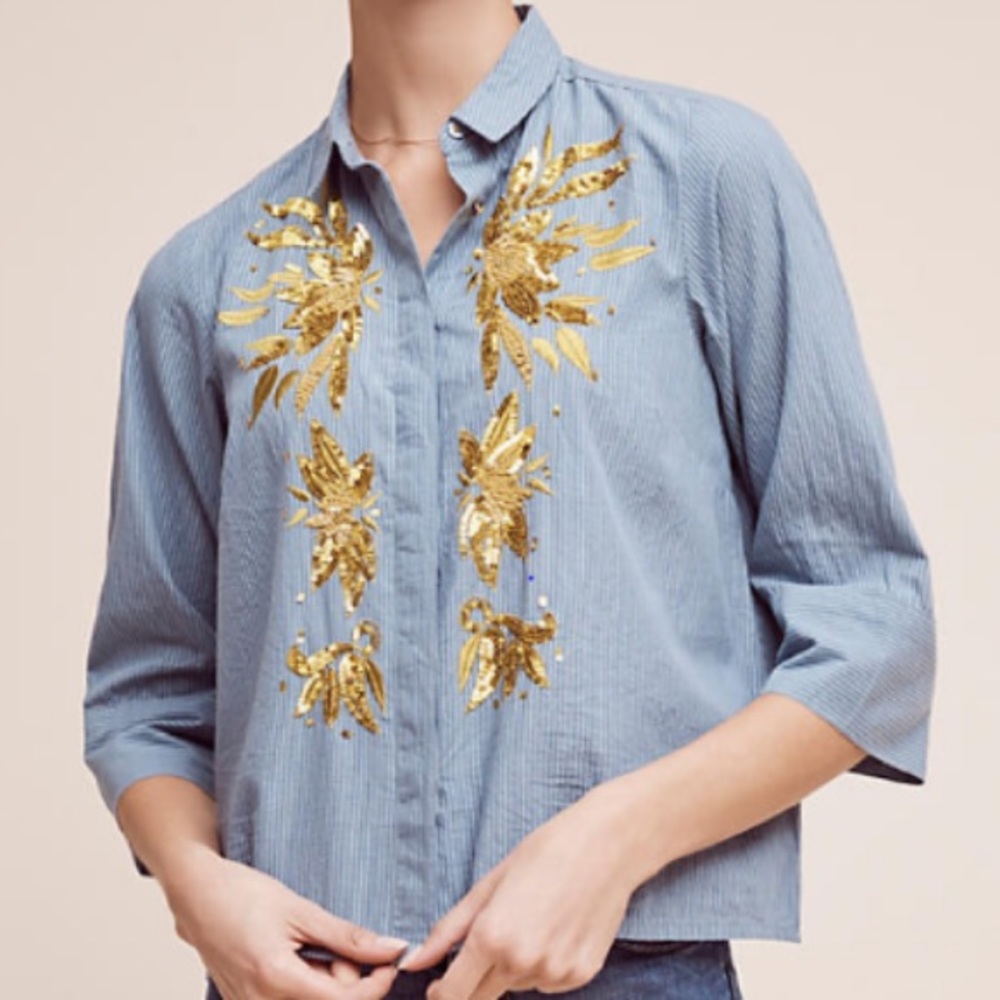 Cotton Sequin bob buttondown