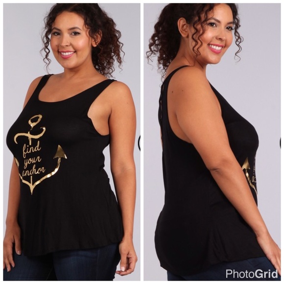 Only one 1X left!!Sexy Black Graphic Tank - Picture 2 of 2