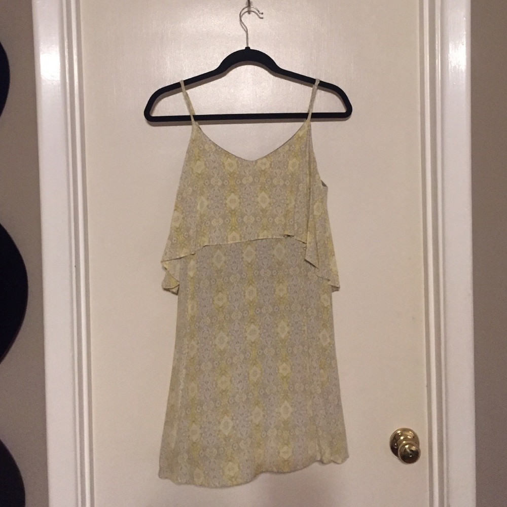 Yellow and grey spaghetti strap sun dress