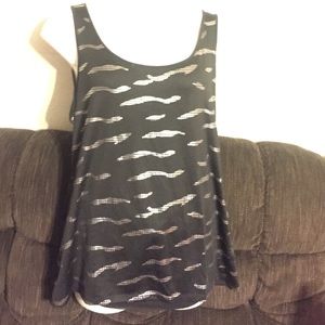 Plus size black and silver tank