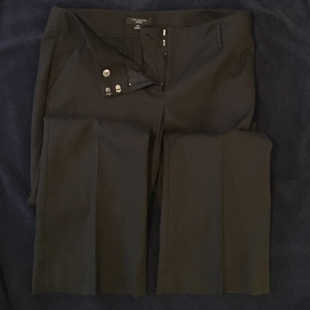 Black, linen-blend dress pants, Ann Taylor 8p