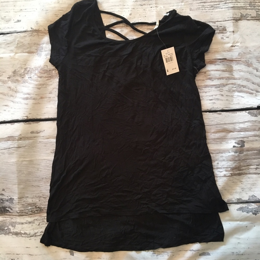 Vanity Black strap purse back high low Hem!