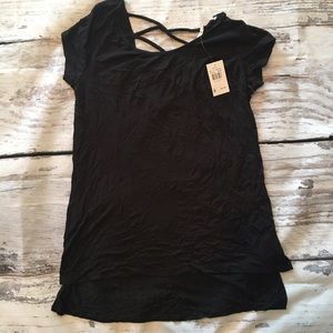 Vanity Black strap purse back high low Hem!