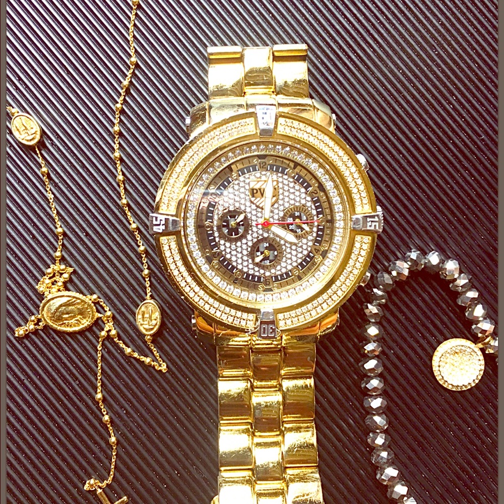 Real diamond and stainless steel watch by PWC