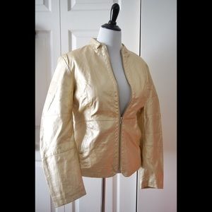 🆕🍾Champagne Gold Peplum Moto Jacket