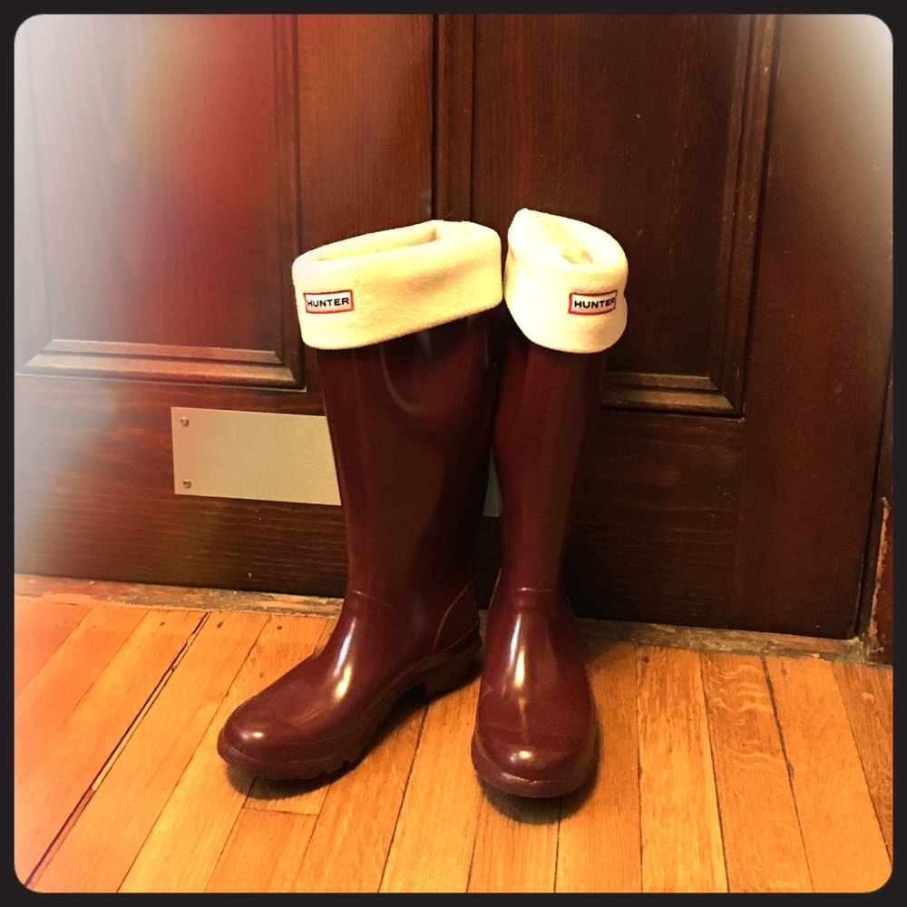 Tall Hunter Huntress Rain Boots, Merlot, size 7