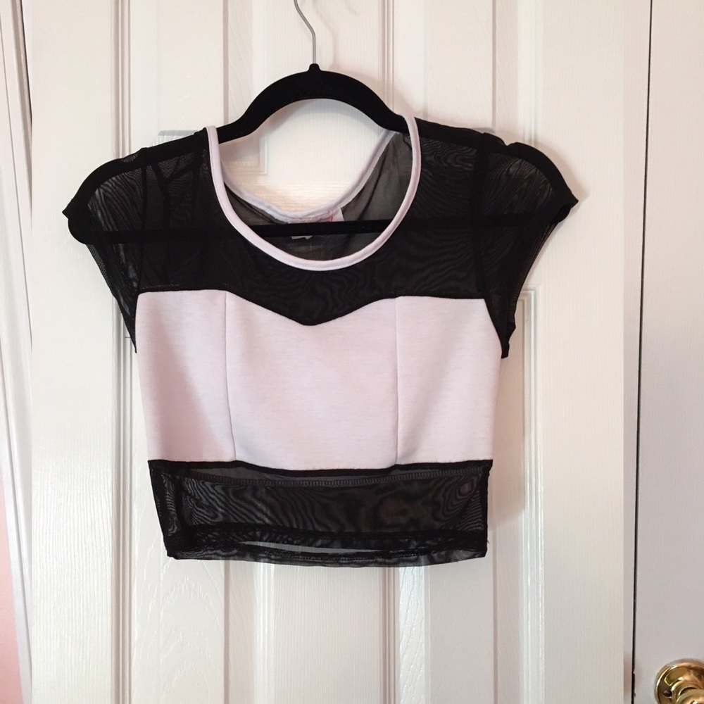 Black & White Mesh Crop Top