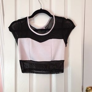 Black & White Mesh Crop Top