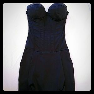 Sexy cocktail dark blue mini dress