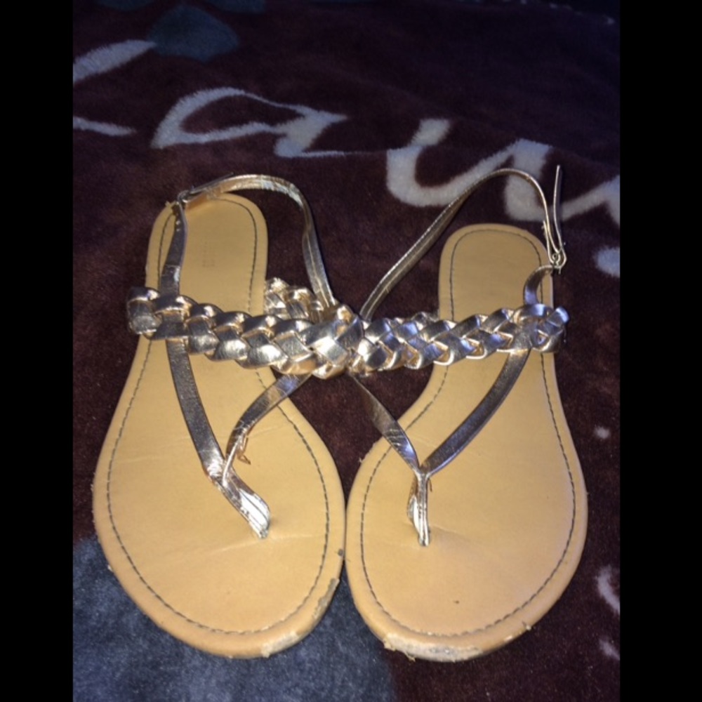 Rose gold braided sandals