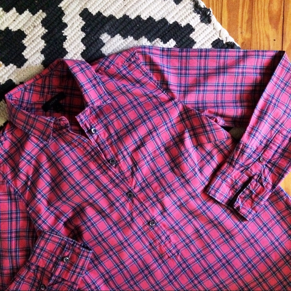 J.Crew Red Tartan Popover Shirt (2)