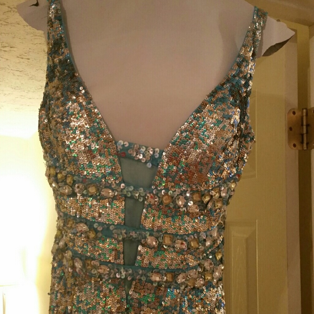 Sherri Hill Aqua Dress.