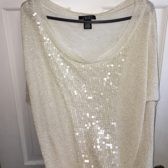 Deb Tops - Champagne colored sparkle tunic top