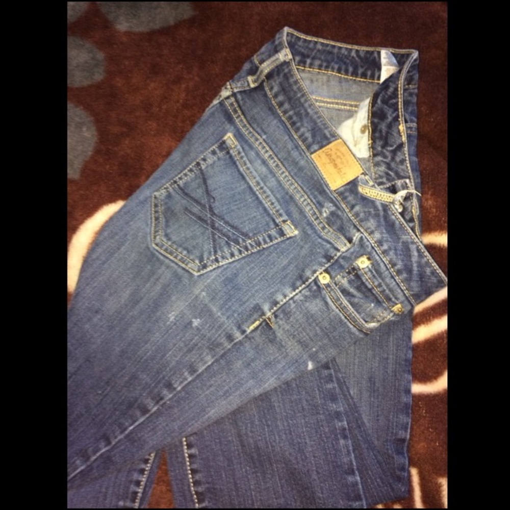 Worn blue jeans