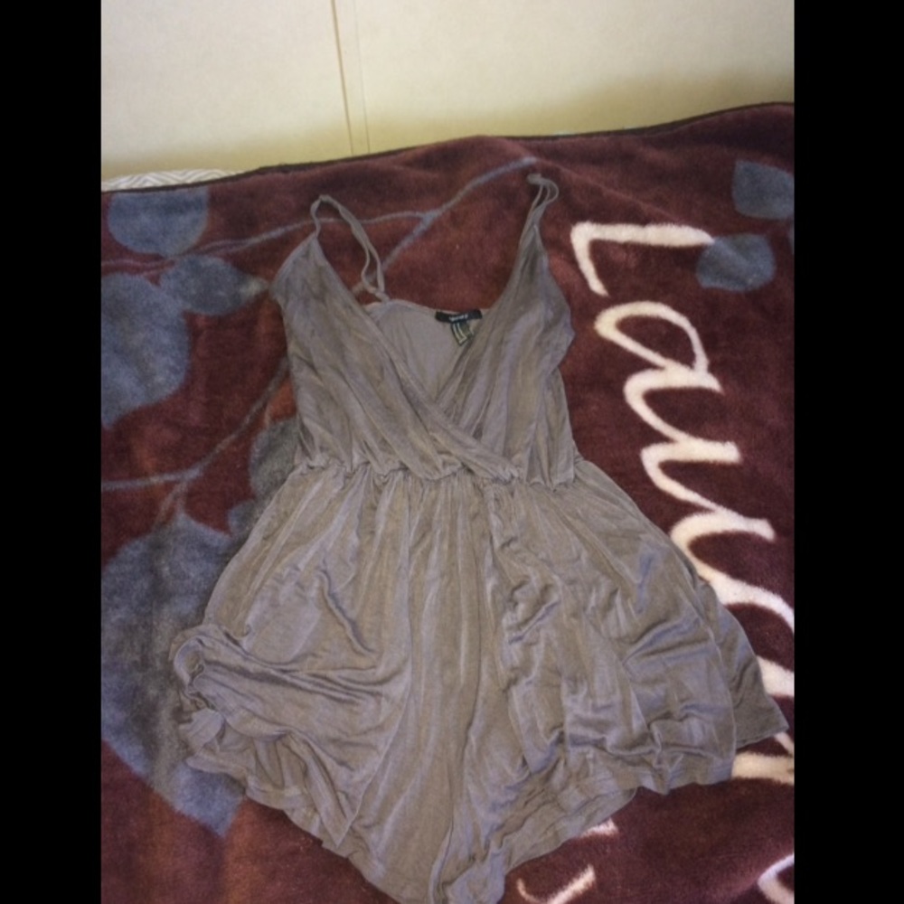 Gray low cut romper