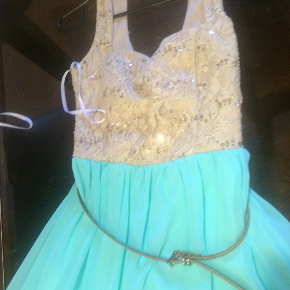 Nude with gold shimmer and mint green