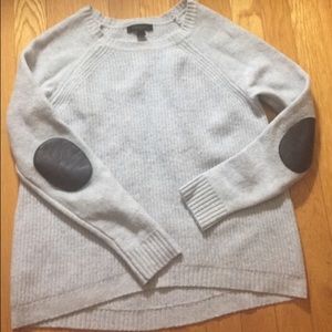 Light blue wool blend sweater with elbow patches