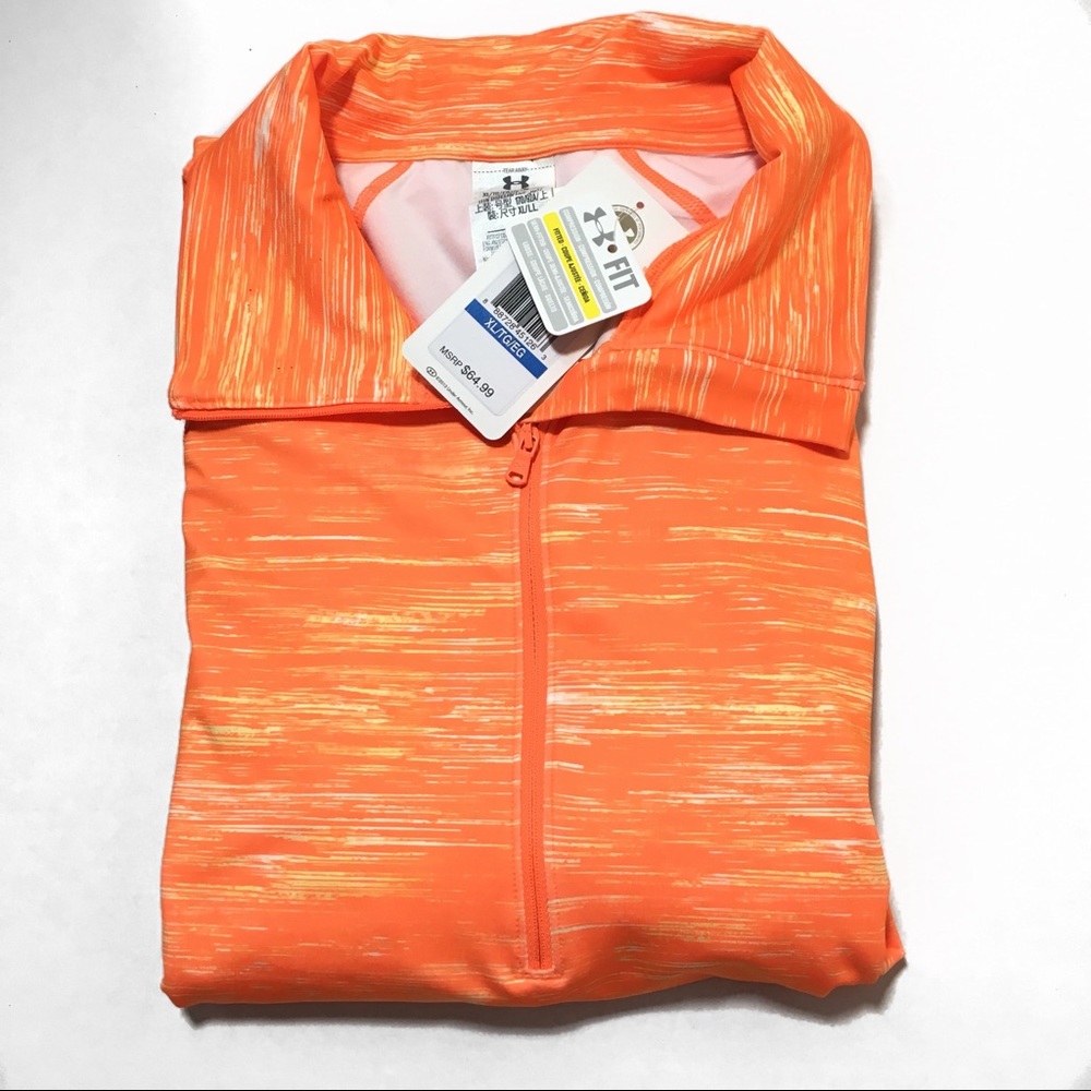 Sold Under Armour Sz XL Orange 1/2 Zip Top - Picture 3 of 6
