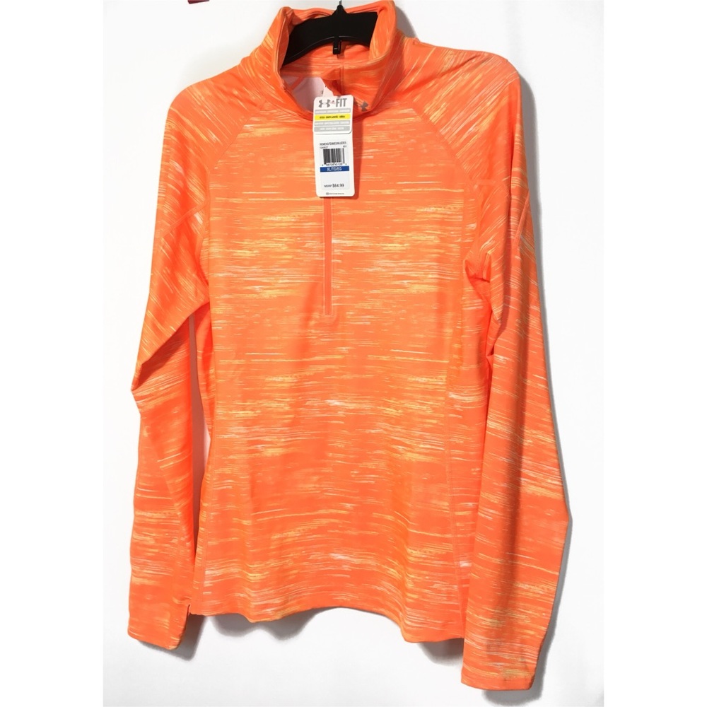 Sold Under Armour Sz XL Orange 1/2 Zip Top - Picture 2 of 6