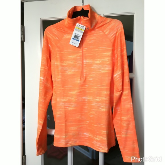 Sold Under Armour Sz XL Orange 1/2 Zip Top - Picture 4 of 6