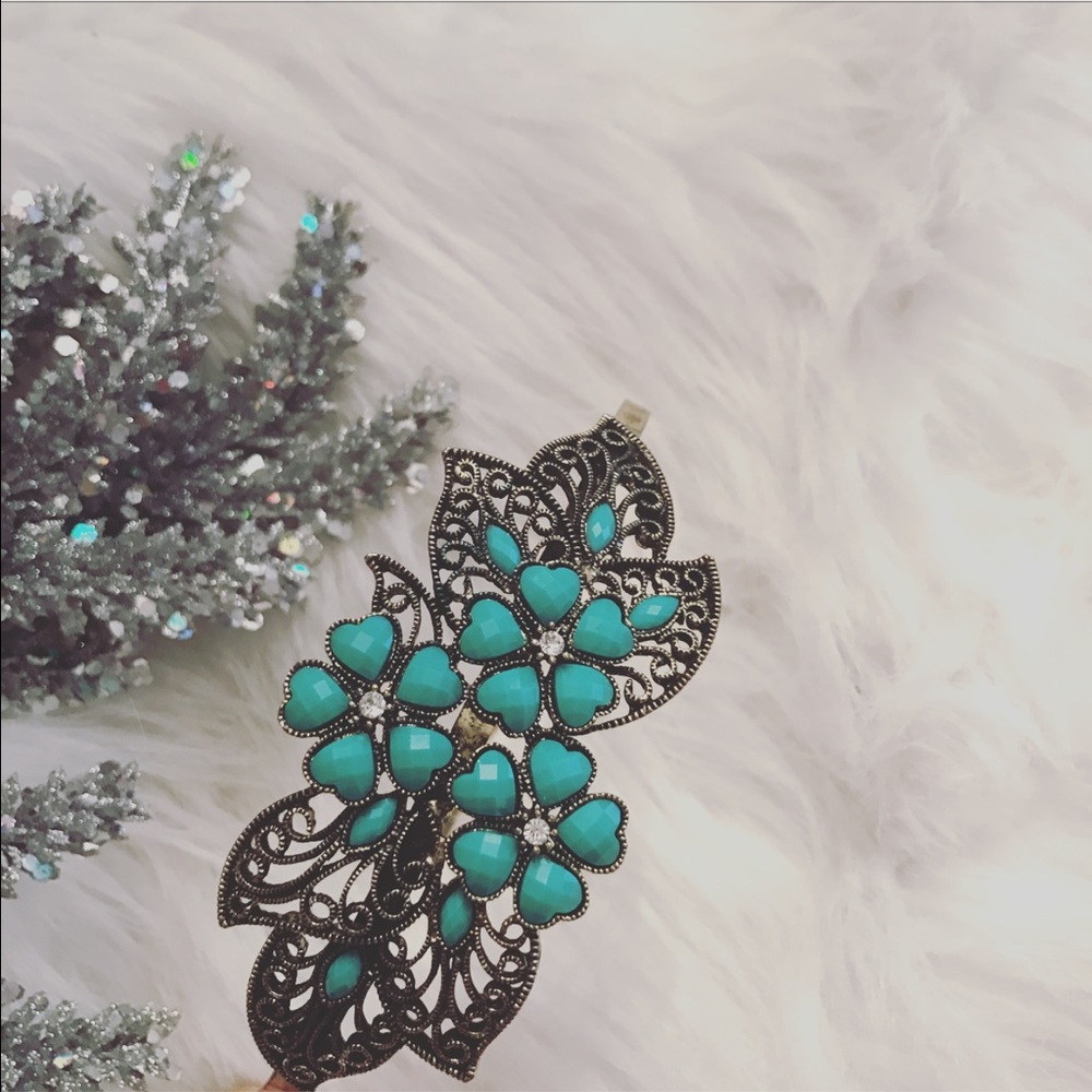 🌸 green floral gold head band