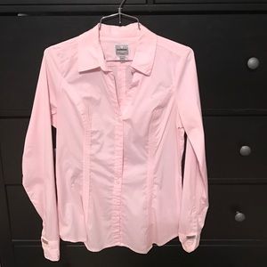 Express Fitted Button down shirt in Pink